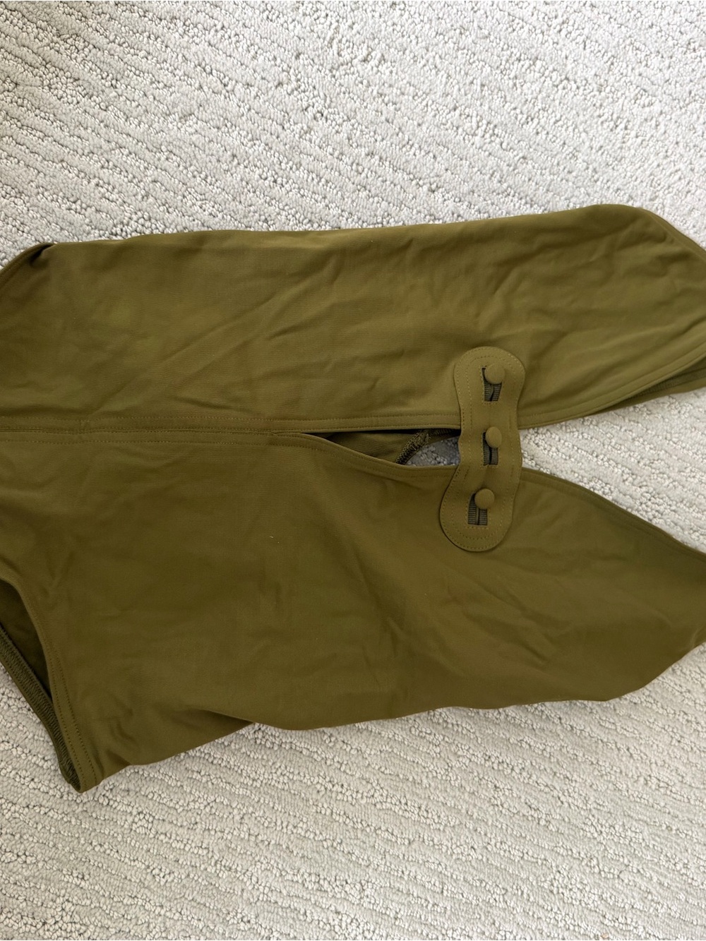 Olive Green One-Piece Swimsuit with Front Toggle Detail